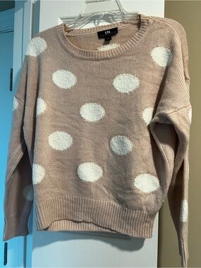 I.N. San Francisco Blush Polka Dot Crewneck Sweater